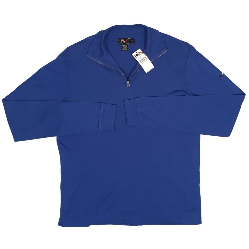 NEW Ralph Lauren RLX Zip Neck Shirt! Blue Slim Stretchy Fit RLX Arm Emblem